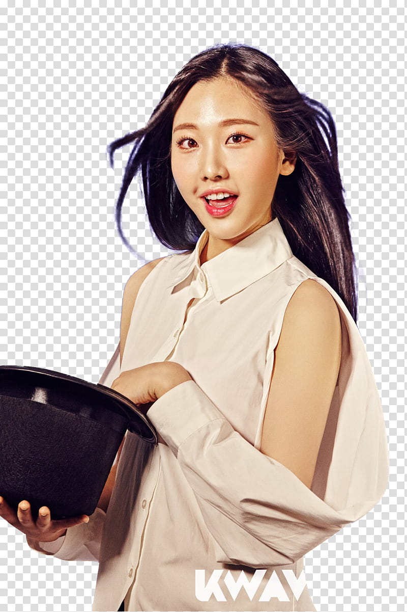 MOMOLAND , woman wearing white long-sleeved top transparent background PNG clipart