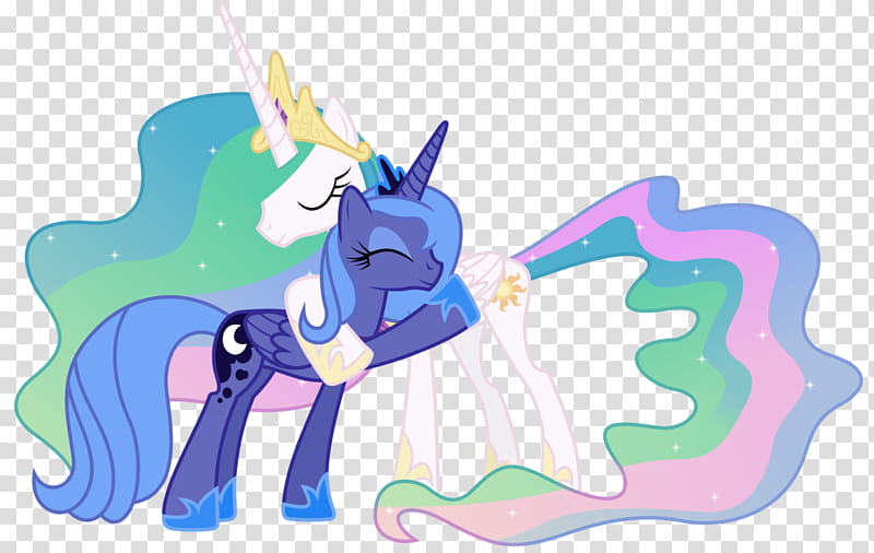 Celestia and Luna Hugging (S LM Version) transparent background PNG clipart