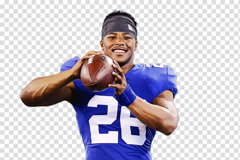 American Football, Watercolor, Paint, Wet Ink, Saquon Barkley, Madden Nfl 19, New York Giants, Monday Night Football transparent background PNG clipart