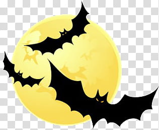 Halloween, bats flying on full moon transparent background PNG clipart