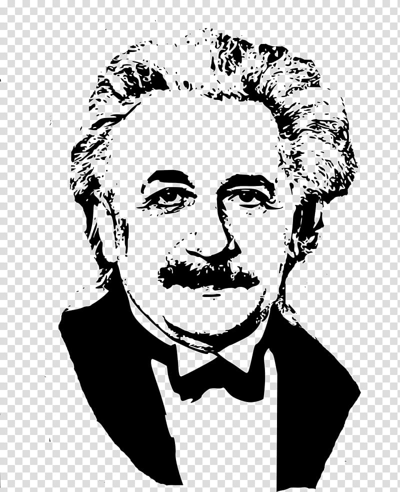 Albert Einstein, Black Hair, Face, Physics, Stephen Hawking, Nikola Tesla, Head, Blackandwhite transparent background PNG clipart