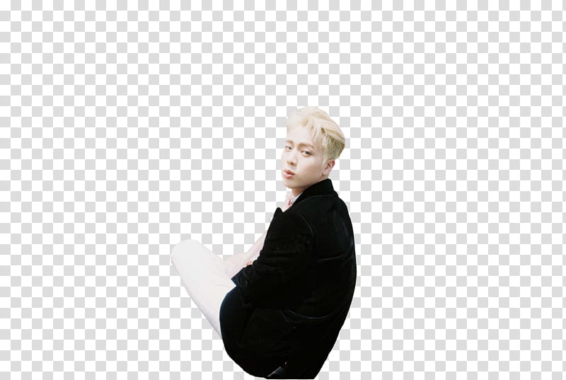 BTS Young Forever Day Version, blond man wearing black collared shirt transparent background PNG clipart