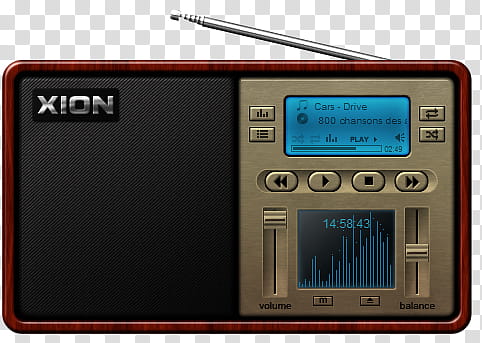 xion FM, black and brown transistor radio transparent background PNG clipart
