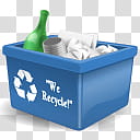 Oxygen Refit, trashcan_full-new, blue We Recycle bin icon transparent background PNG clipart