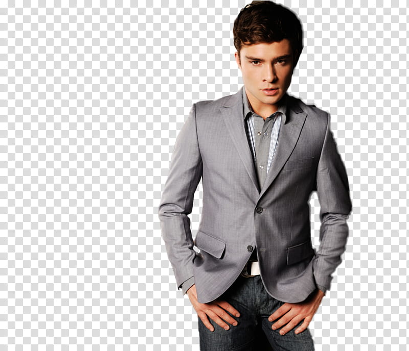 Ed Westwick, man in gray suit jacket transparent background PNG clipart