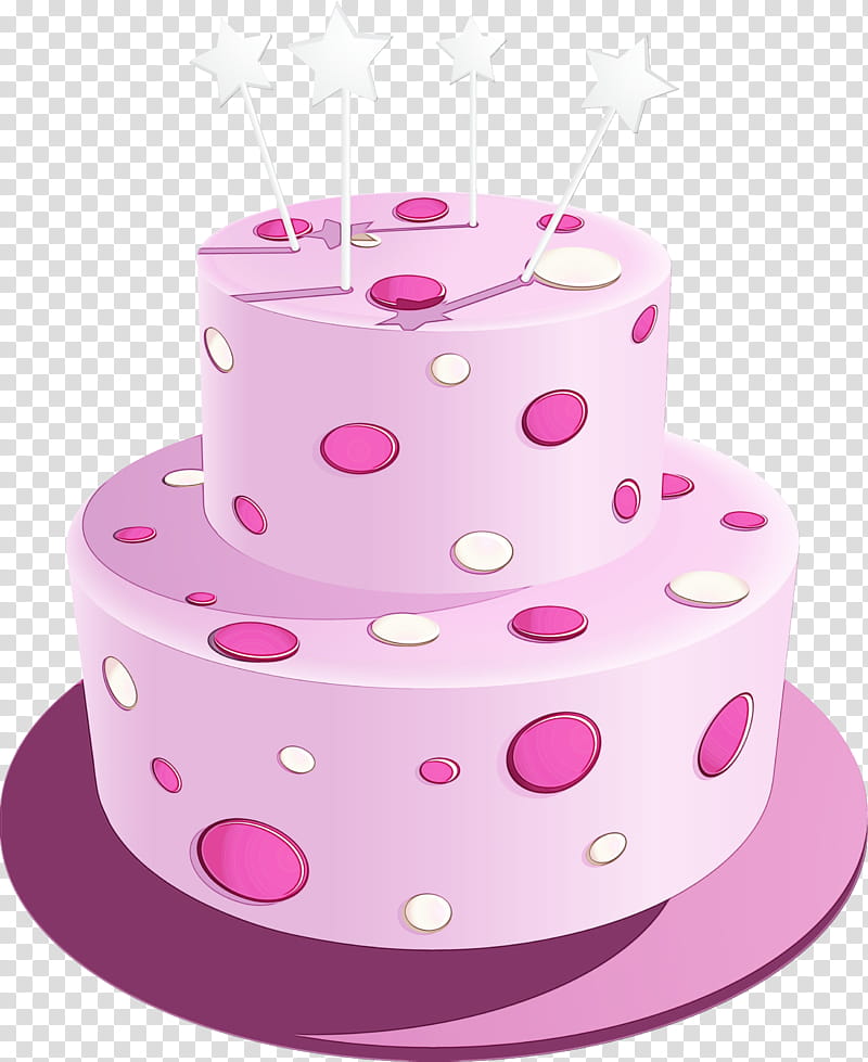 Birthday cake, Watercolor, Paint, Wet Ink, Pink, Fondant, Sugar Paste ...