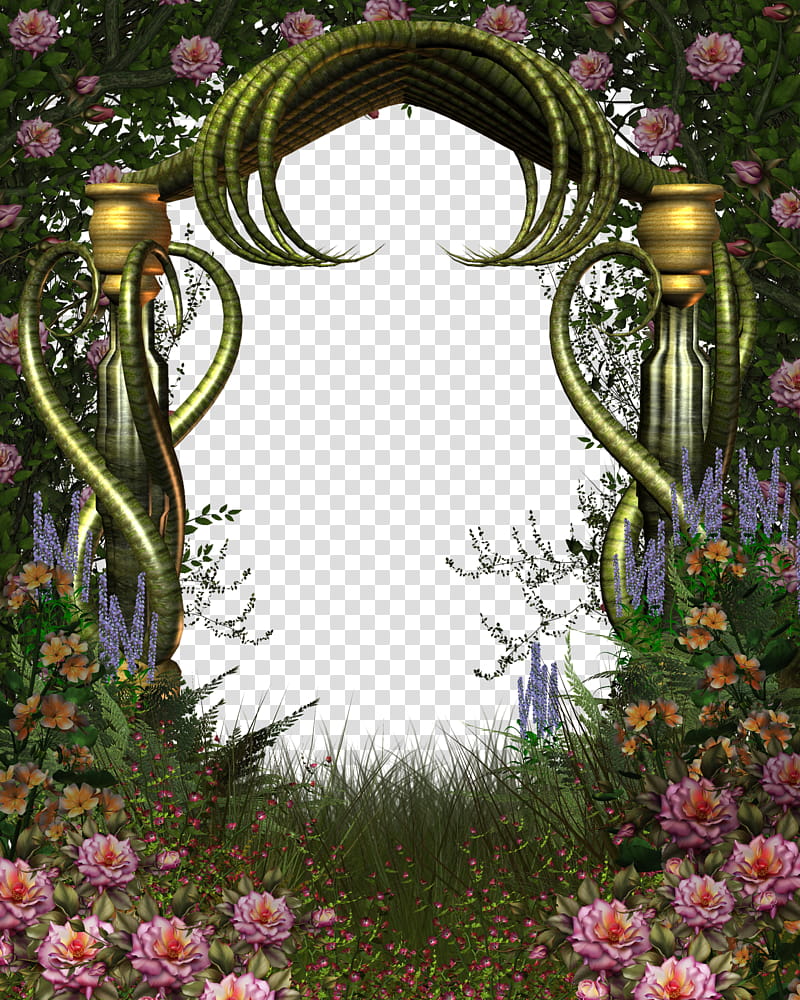 bushes and roses , arbor with flowers and plants illustration transparent background PNG clipart