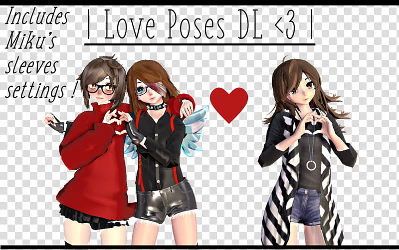 | MMD | Heart poses [+Dl] THANKS FOR THE + W.~ !, I love poses meme transparent background PNG clipart