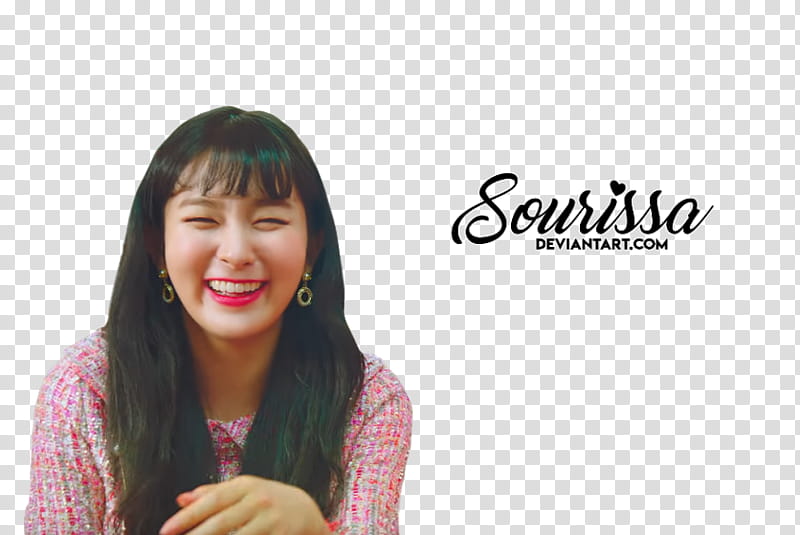MOONBYUL AND SEULGI, woman in red collared top transparent background PNG clipart