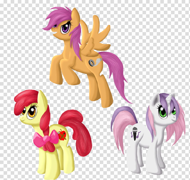 CMC GROWN UP! YAY!, three assorted-color unicorns illustration transparent background PNG clipart