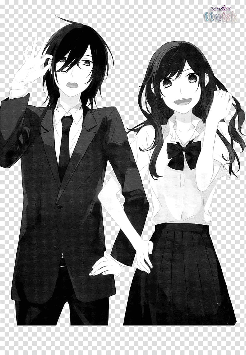 Shoujo Manga Render , male and female animated characters illustrations transparent background PNG clipart