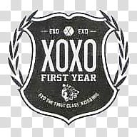 EXO SHINee Albums, black and white xoxo first year text transparent background PNG clipart