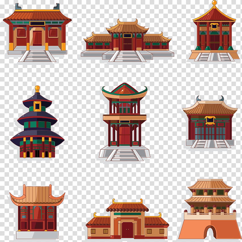 Chinese, House, Drawing, Cartoon, Chinese Architecture, Building, Landmark, Pagoda transparent background PNG clipart