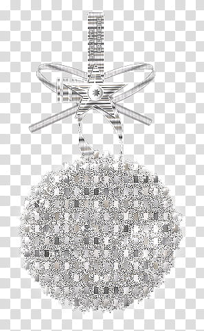 Silvery Christmas, round silver-colored pendant art transparent background PNG clipart