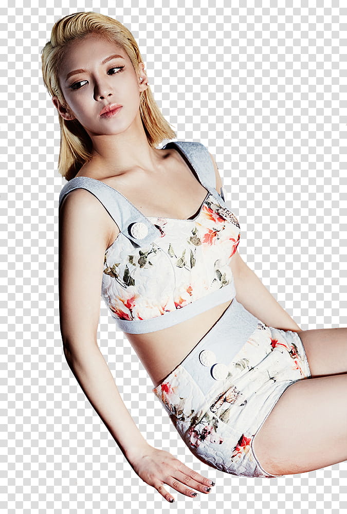 Girls Generation Lion Heart P, woman wearing white-and-orange floral crop top and shorts transparent background PNG clipart