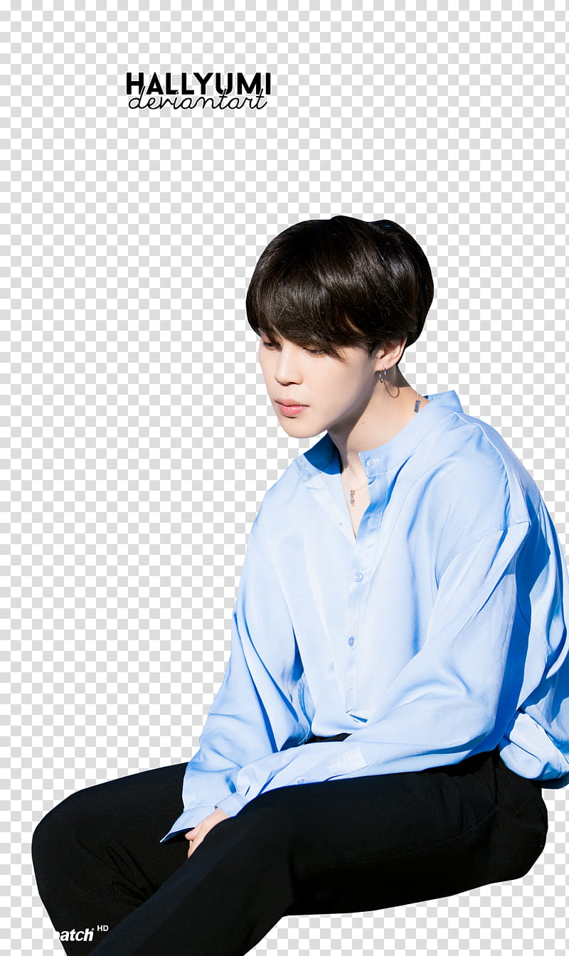 Jimin BTS TH ANNIVERSARY, man wearing blue dress shirt transparent background PNG clipart