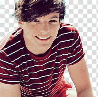 Louis Tomlinson, man in red striped t-shirt transparent background PNG clipart