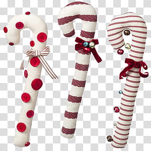 Christmas Items I, three white-and-red sugar canes transparent background PNG clipart