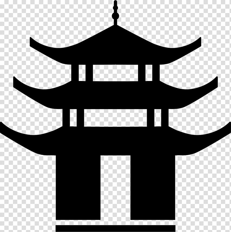 Tree Icon, Chinese Pagoda, Japanese Pagoda, Temple, Symbol, Architecture, Logo, Black And White transparent background PNG clipart