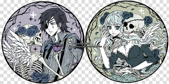 Coaster set design, male and female anime character transparent background PNG clipart