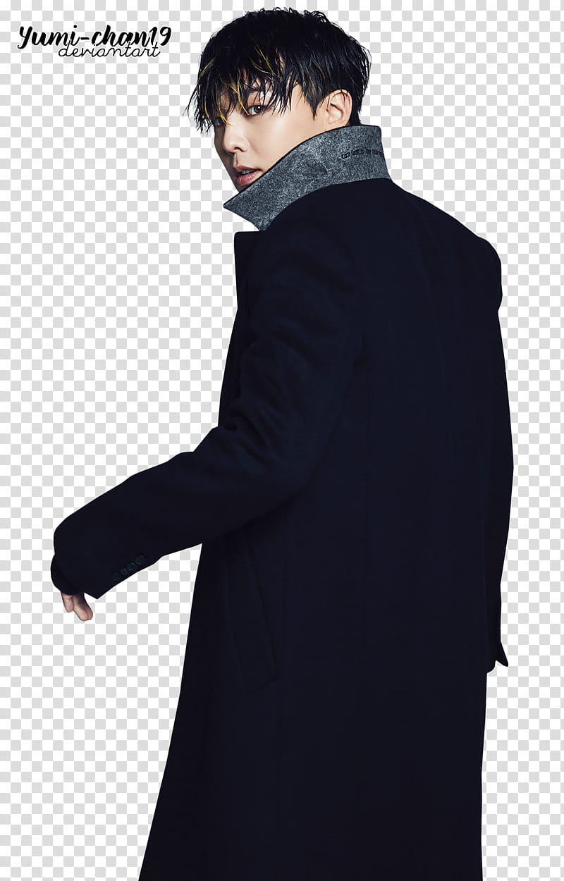 G Dragon, men's black overcoat transparent background PNG clipart