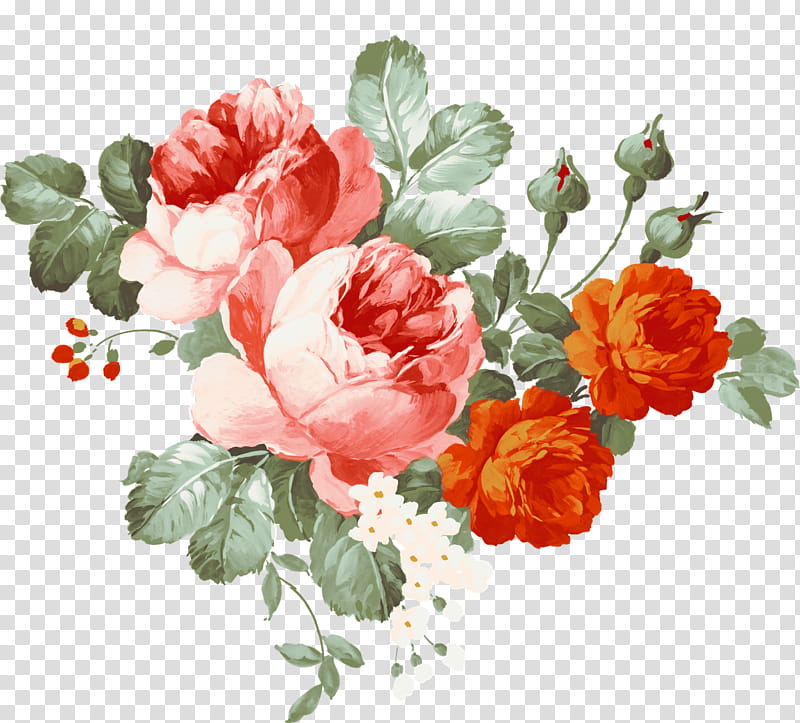 flowers, pink, orange, and green flower illustration transparent background PNG clipart