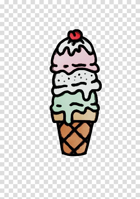 Ice Cream Cone, Watercolor, Paint, Wet Ink, Ice Cream Cones, Ice Cream Summer, Tumblr, Sticker transparent background PNG clipart