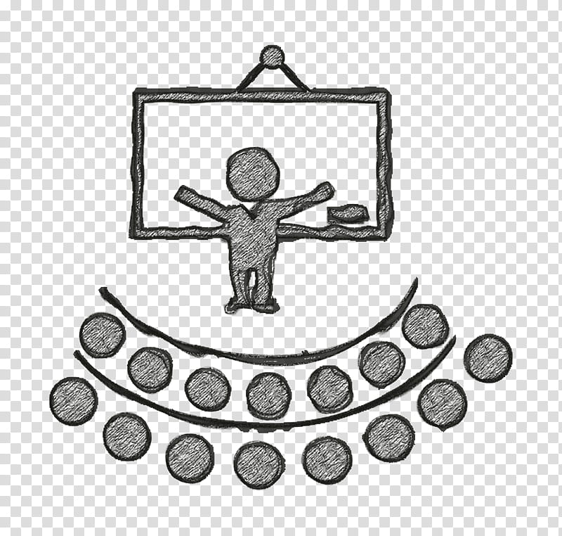 education icon Academic 2 icon Teacher lecture in front an auditory icon, Teacher Icon, Line Art, Symbol, Metal, Silver transparent background PNG clipart