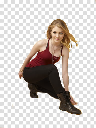 Skyler Samuels , women's red tank top transparent background PNG clipart