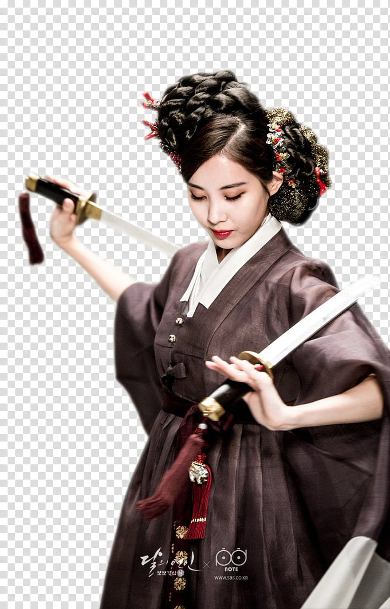 Render Moon Lovers, woman holding two swords while standing transparent background PNG clipart