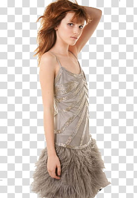 bella thorne, Bella Thorne wearing beige sleeveless dress transparent background PNG clipart