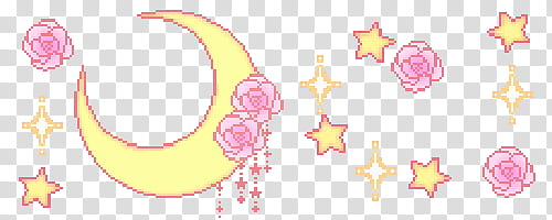 Pixel, pink and yellow moon and stars illustration transparent background PNG clipart