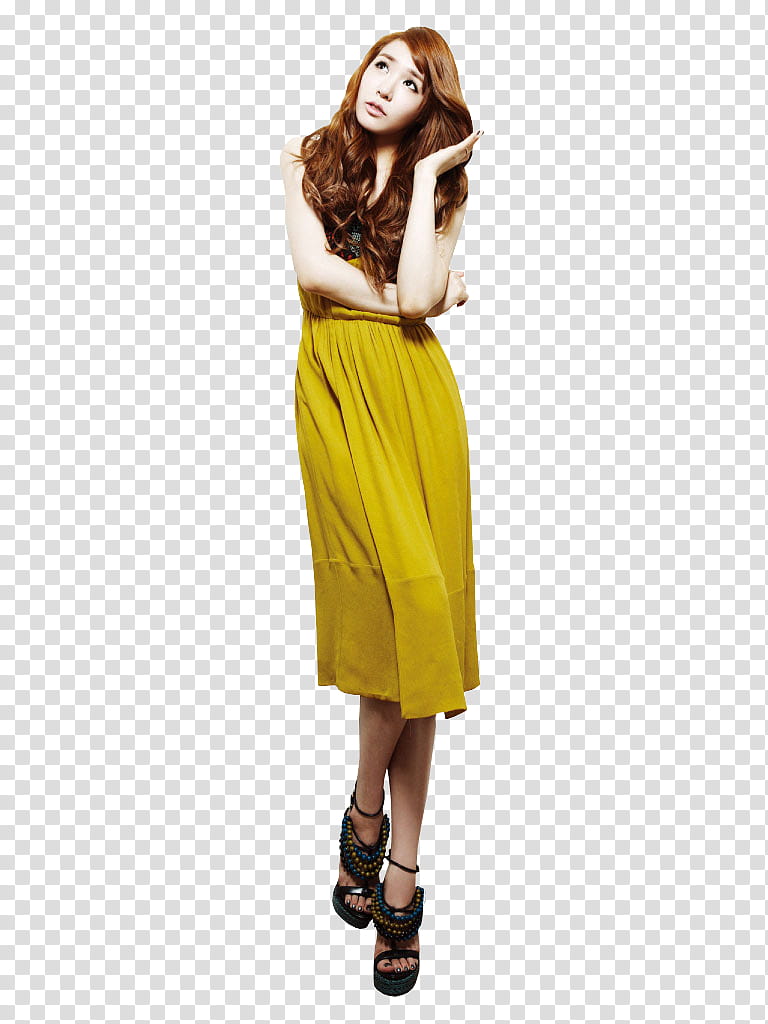 Tiffany, woman wearing yellow skirt transparent background PNG clipart