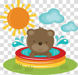 Summer , brown bear in pool illustration transparent background PNG clipart