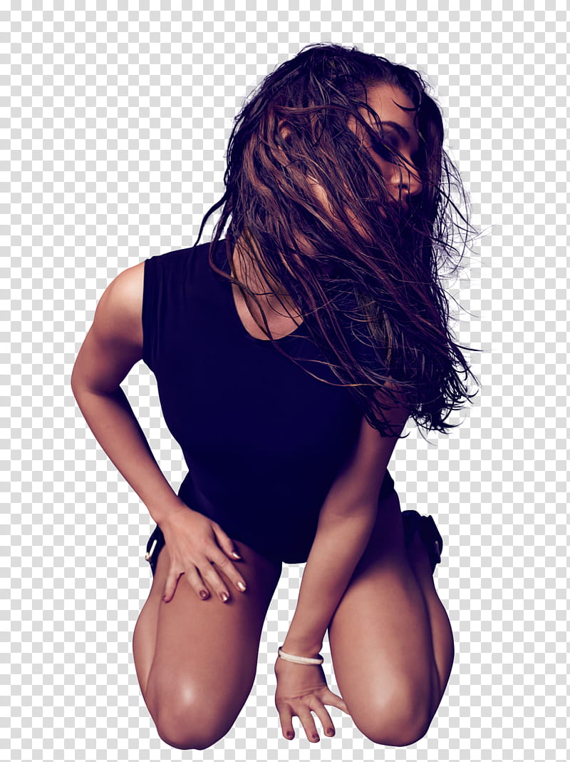 Lea Michele, woman in black mini dress kneeling transparent background PNG clipart