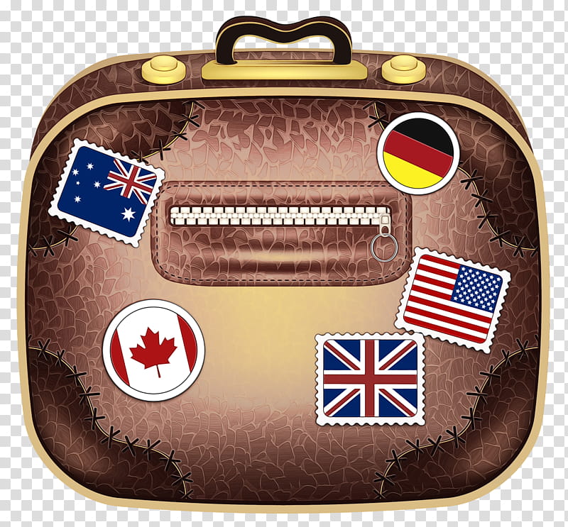 Travel Drawing, Suitcase, Baseball, Baggage, Baseball Glove, Brown, Flag Of The United States transparent background PNG clipart