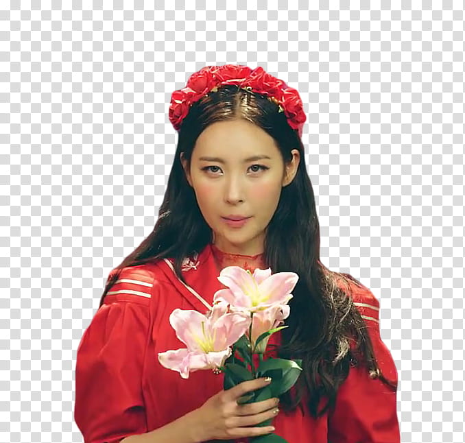 Sunmi GASHINA, woman holding pink lily flowers transparent background PNG clipart