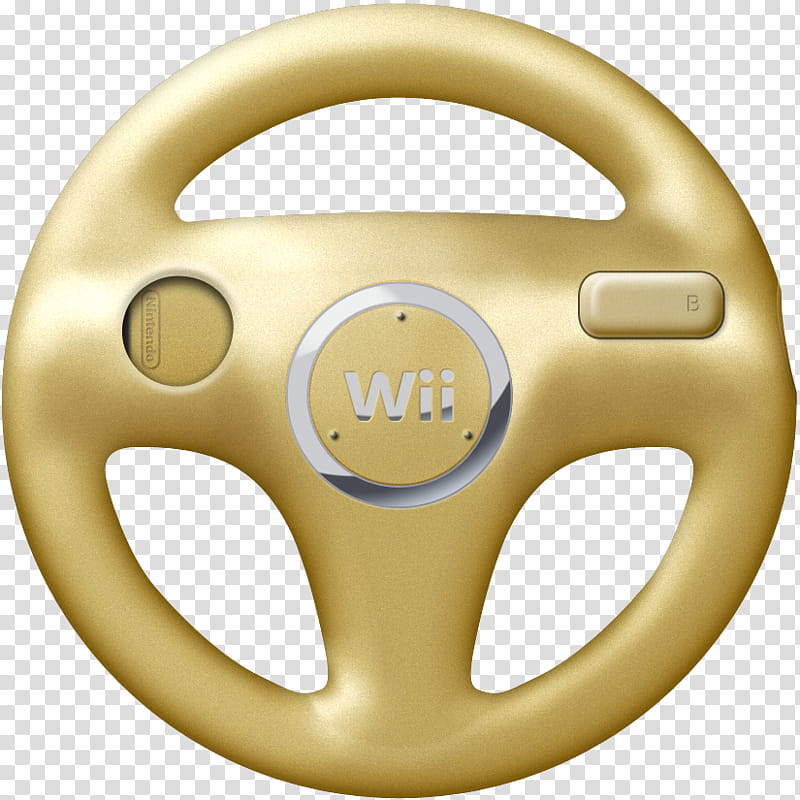 Wii Wheels v , gold Nintendo Wii steering wheel controller illustration transparent background PNG clipart