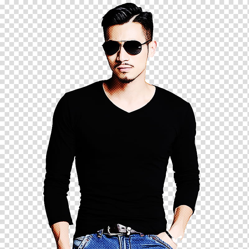 clothing eyewear long-sleeved t-shirt sleeve black, Longsleeved Tshirt, White, Cool, Neck, Sunglasses transparent background PNG clipart