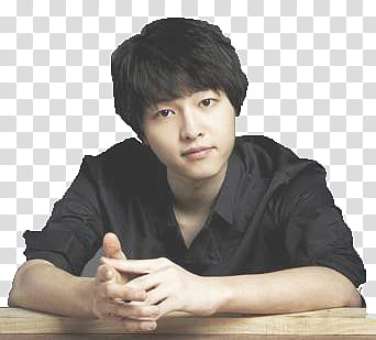 Song Joong Ki, smiling man wearing black dress shirt transparent background PNG clipart