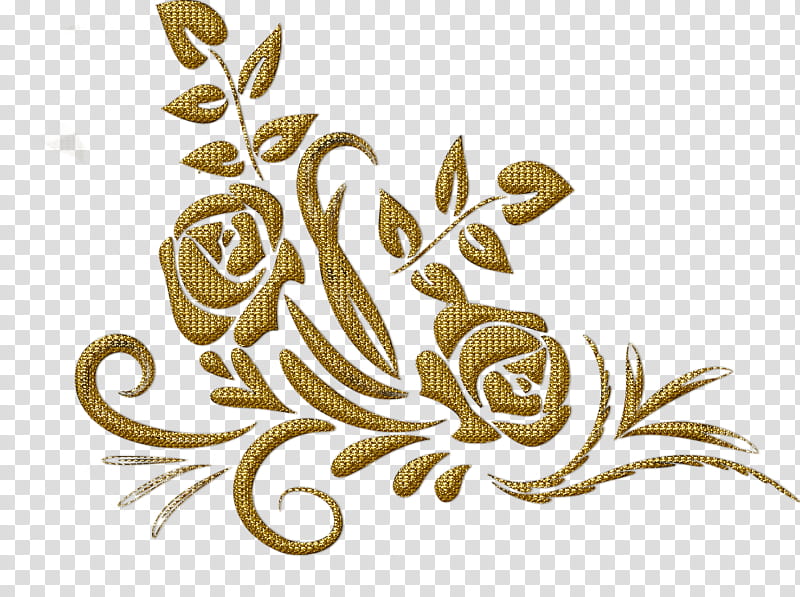 gold s, black and brown floral decor transparent background PNG clipart