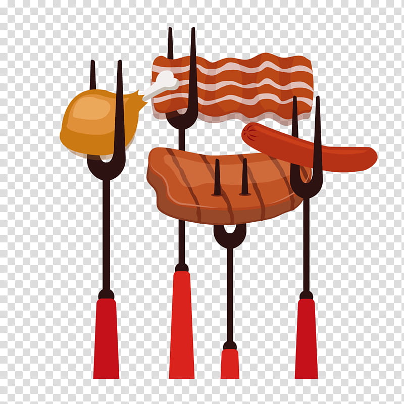 Party, Barbecue, Churrasco, Barbecue Grill, Skewer, Sausage, Orange, Line transparent background PNG clipart