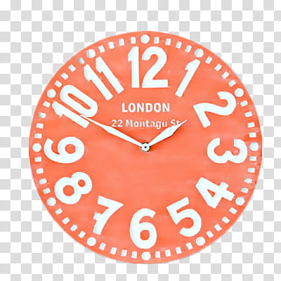Vintage s, round orange and white analog clock transparent background PNG clipart
