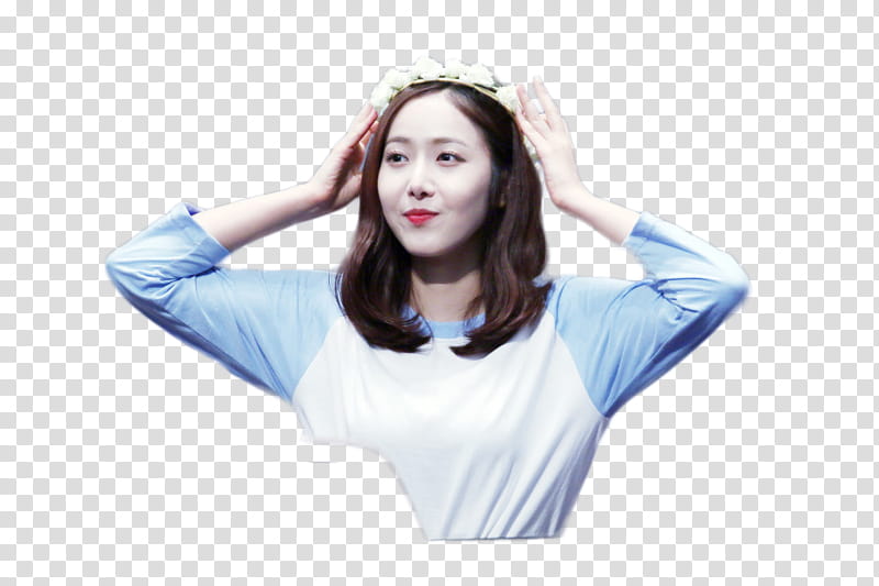 RENDER  SINB GFRIEND, woman wearing white and blue Raglan-sleeved top transparent background PNG clipart