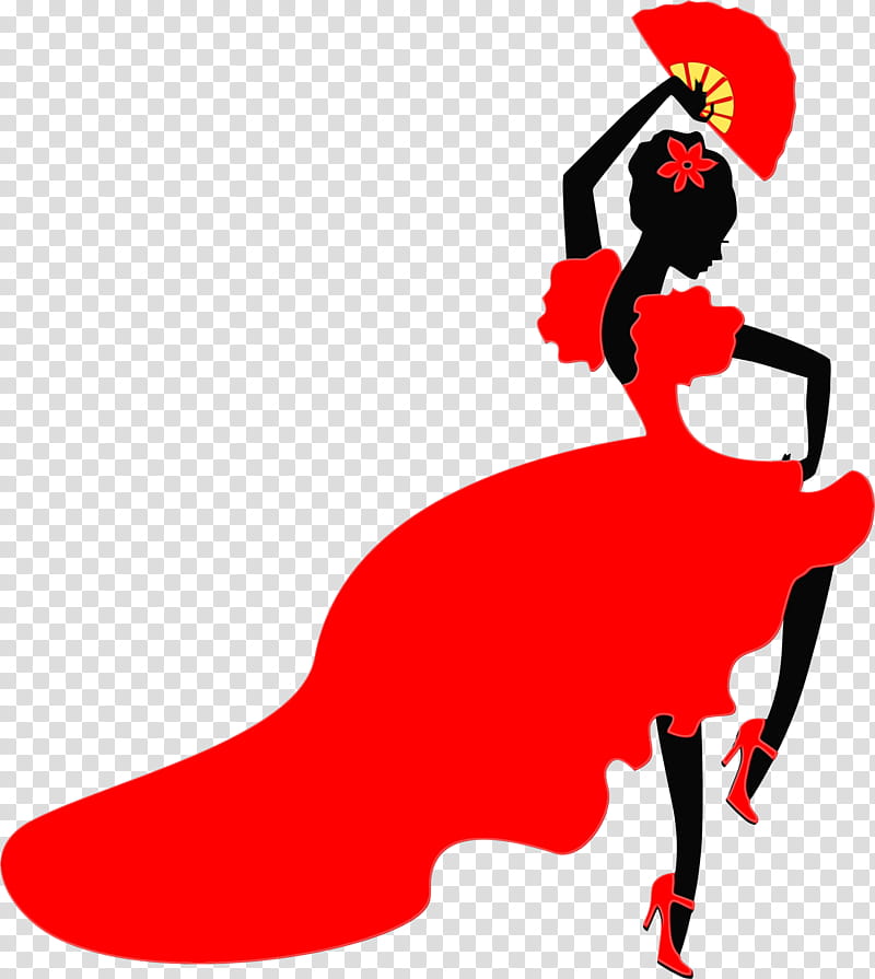 Red, Flamenco, Dance, Drawing, Silhouette, Free Dance transparent background PNG clipart
