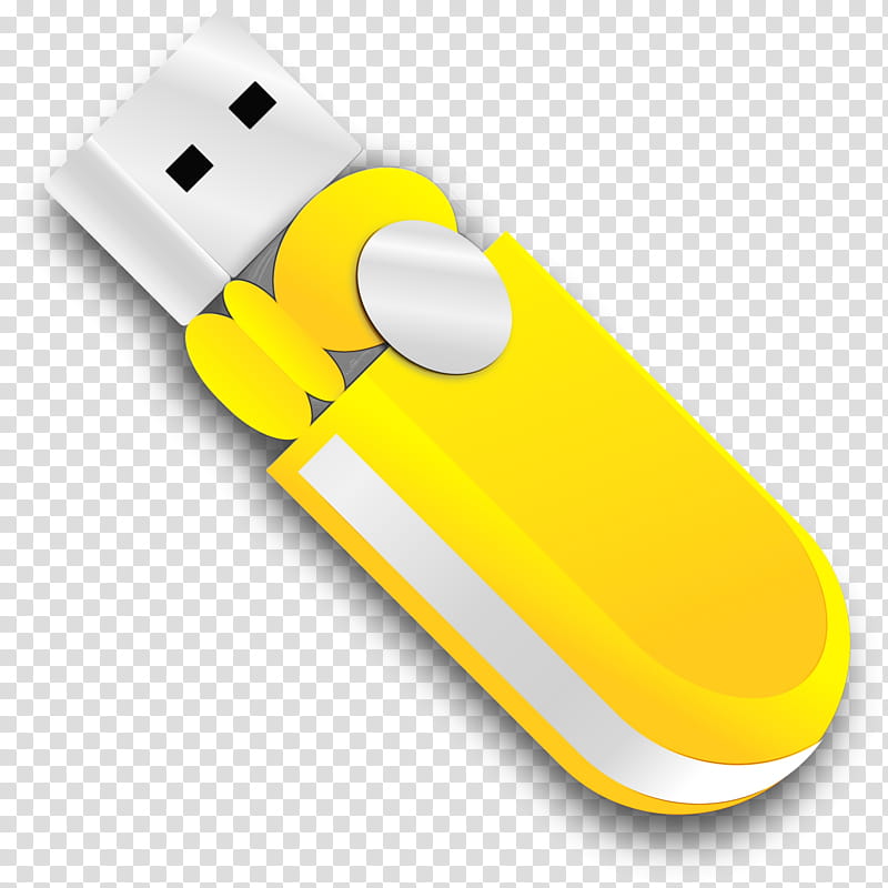 yellow usb flash drive flash memory data storage device technology, Watercolor, Paint, Wet Ink, Material Property, Electronic Device, Computer Data Storage transparent background PNG clipart