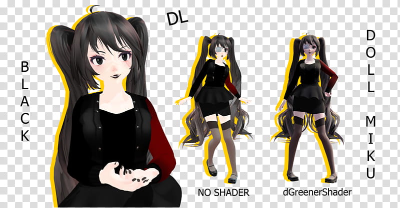 [MMD DL] TDA Miku Black Doll, Doll Miku anime character illustration transparent background PNG clipart