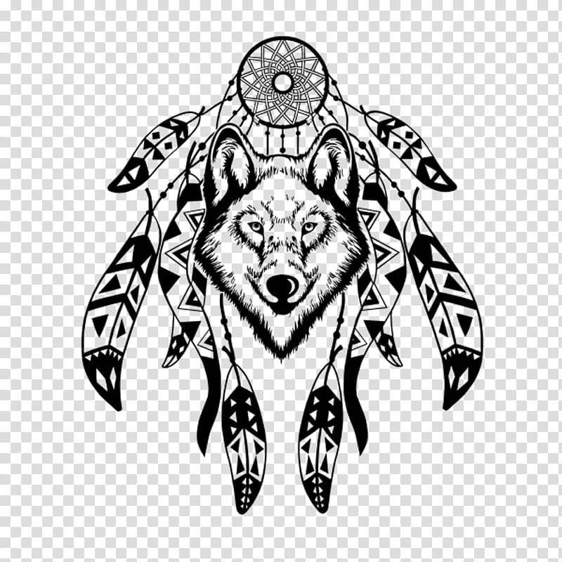 Wolf Drawing, Dreamcatcher, Bryan Wolf Ear, Watercolor Painting, Poster, Line Art, Blackandwhite transparent background PNG clipart