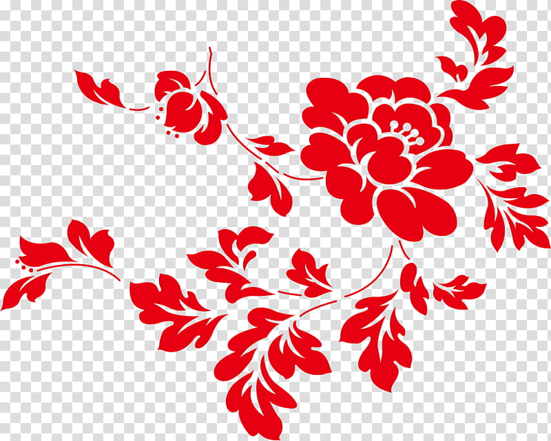 Floral Flower, Ornament, Symbol, Motif, Logo, Chinese Language, Red, Branch transparent background PNG clipart