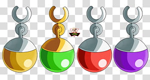 Pendientes Potara Fusion, four assorted-color ball decors transparent background PNG clipart thumbnail